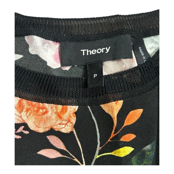 Theory Silk Blouse Sleeveless shirt top Floral Women's Size P Small - Picture 2 of 4